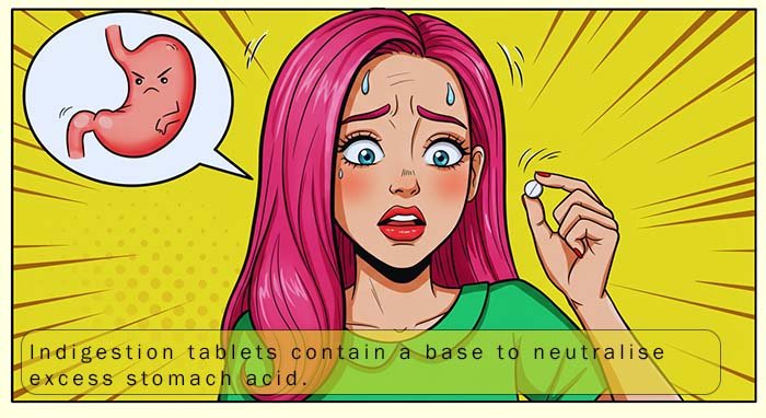 Indigestion tablets contain the base calcium carbonate